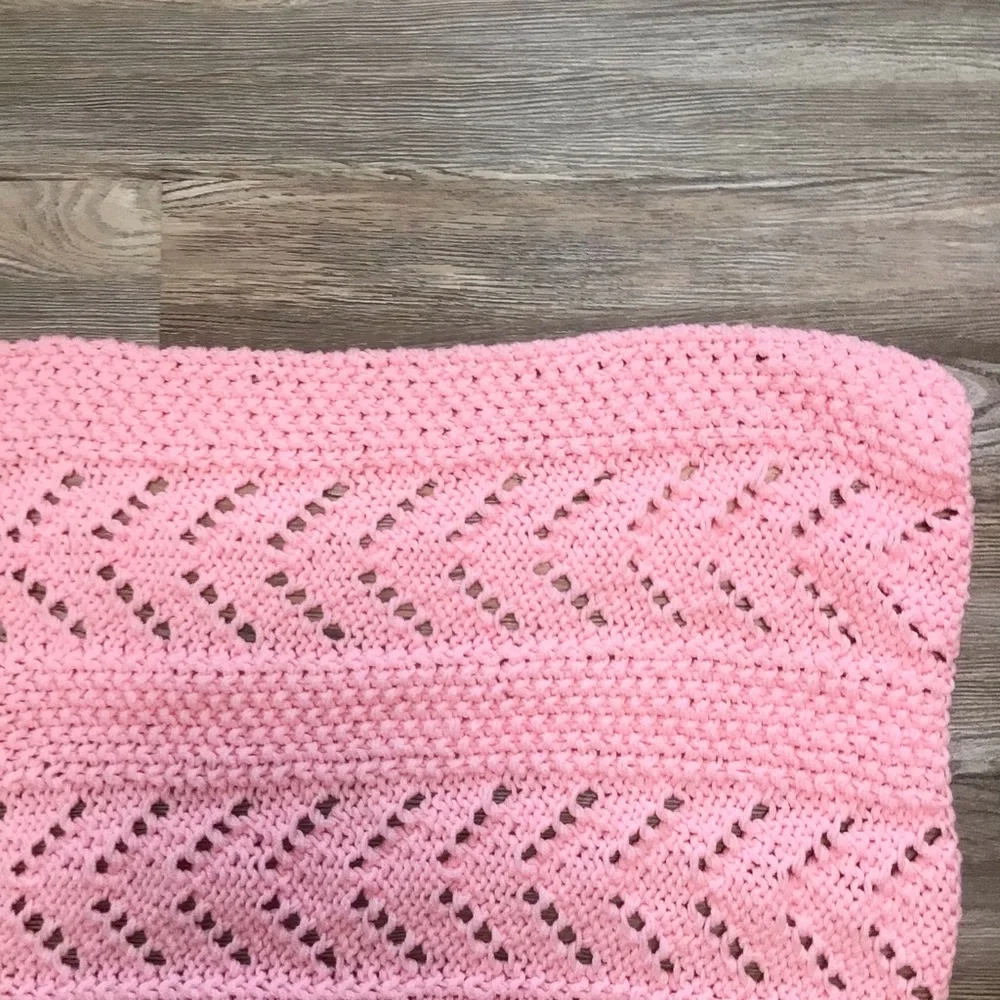 Crochet Baby Girl Afghan Pink Homemade 32x34